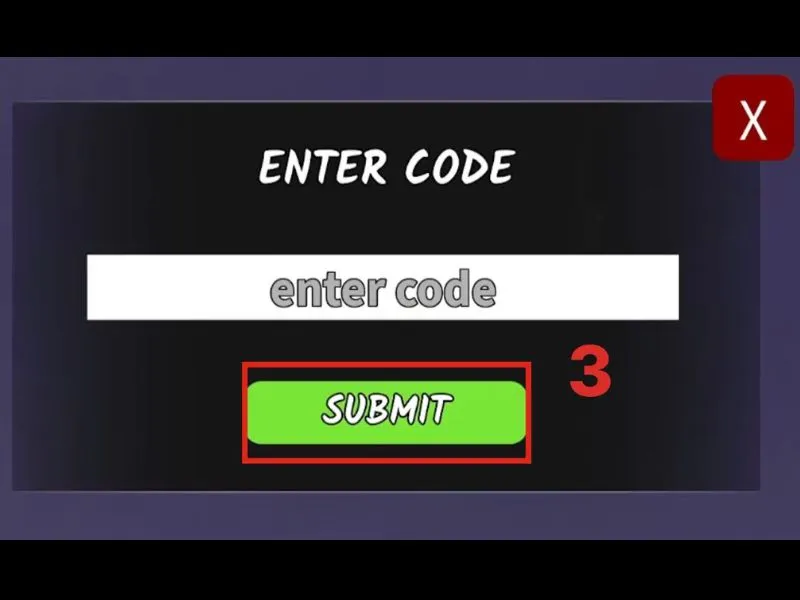 Nhập code vào ô và bấm Submit