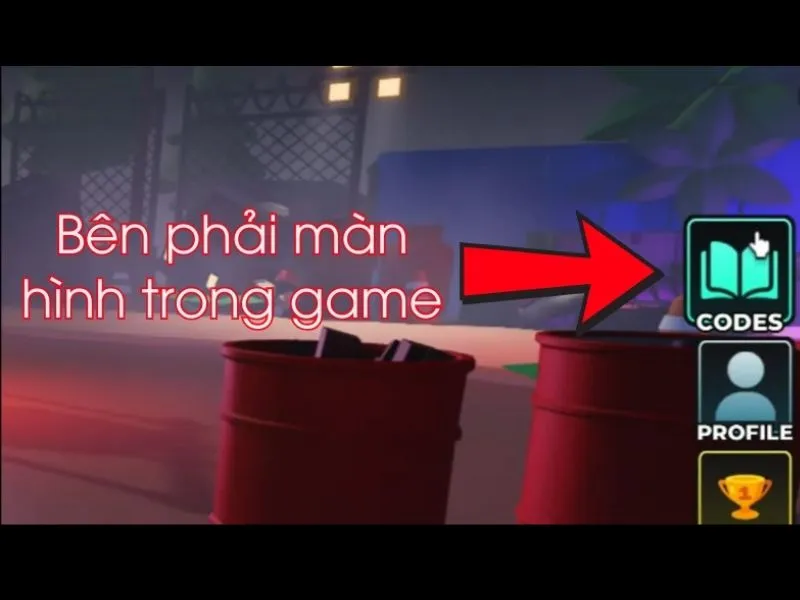 Bấm vào icon chữ "Codes" ở bên phải màn hình