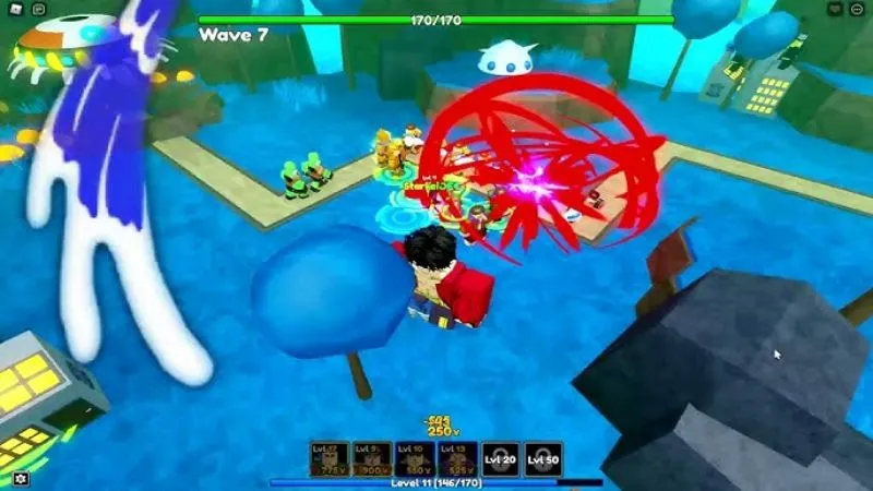 Lối chơi sinh tồn theo từng đợt quái trong Anime Adventures
