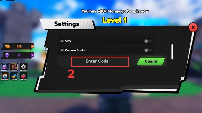 Dán Code Titan Fishing vào ô "Enter Code"