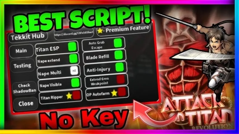 Một Số Tính Năng Nổi Bật Có Trong Script Attack on Titan Revolution